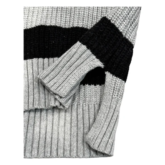 Time & Tru Black, White, and Gray Striped Midweight Sweater - Picture 2 of 4